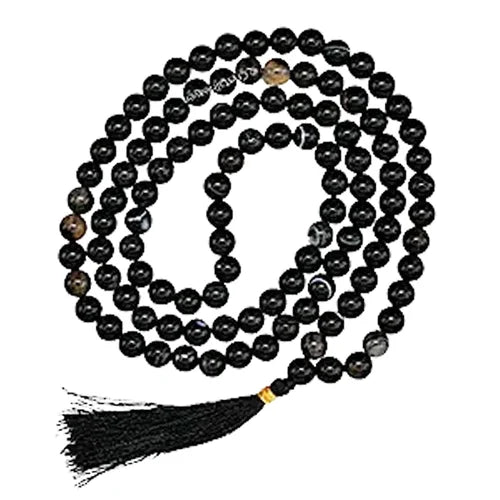 Black Hakik Mala / Black Agate Mala (6mm)