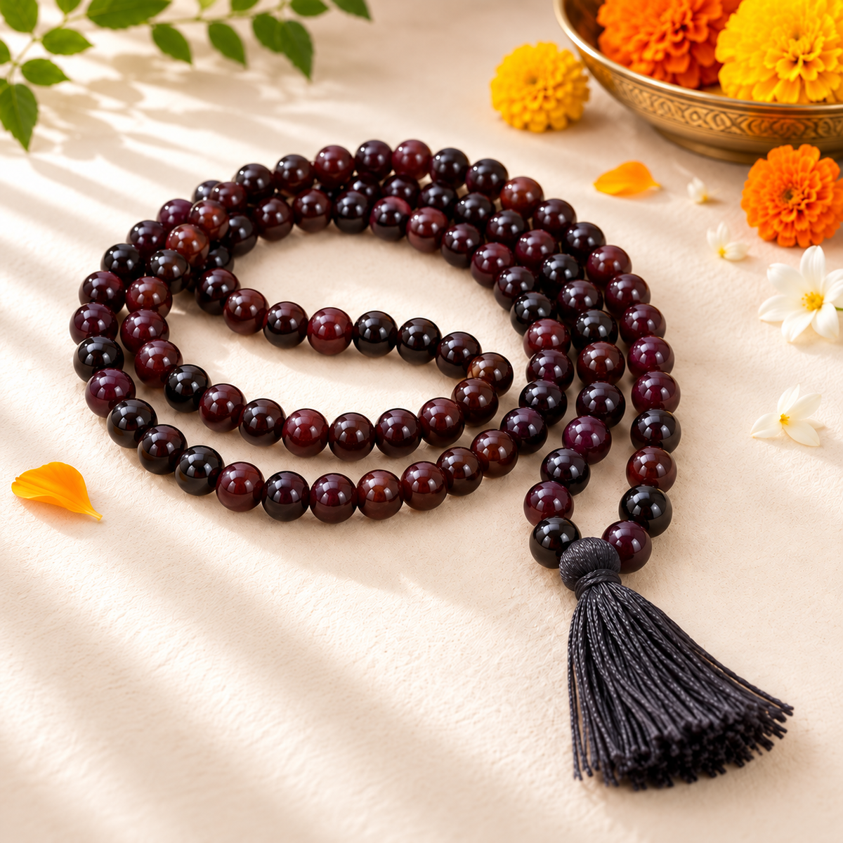 Brown Hakik Mala (Brown Agate Mala)