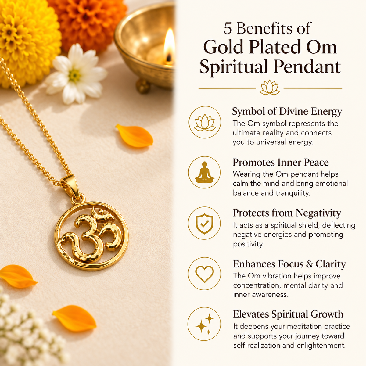 Gold Plated Om Spiritual Pendant