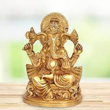 Brass Ganesh Murti (Height: 7.7 cm, Weight: 330 gms)