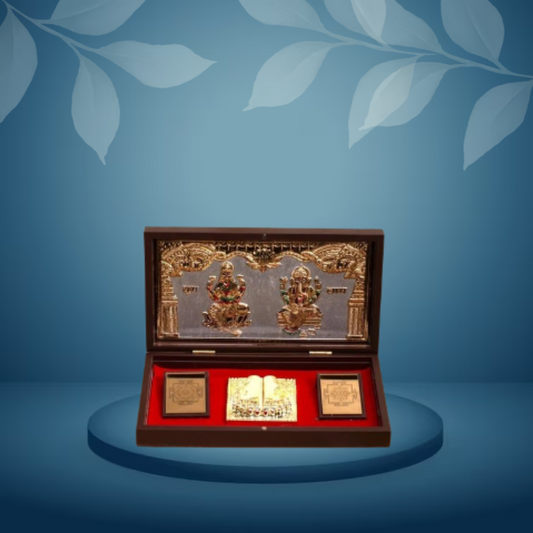 Gold Plated Shree Lakshmi Ganesh Charan Paduka